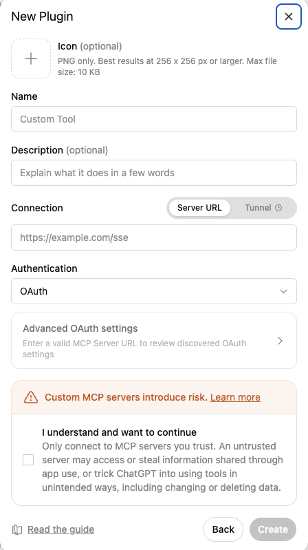 New plugin form